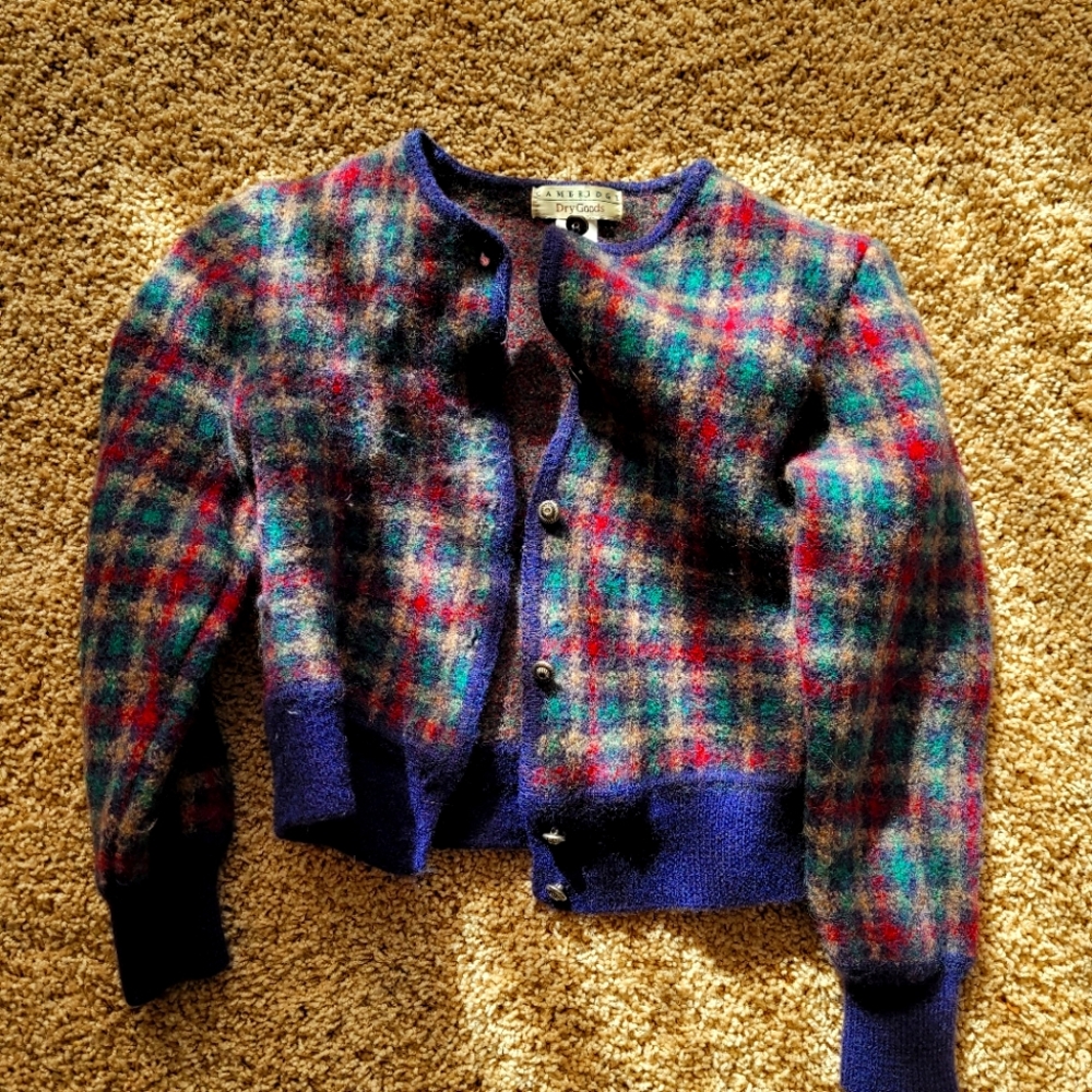 cambridge dry goods wool medium cardigan jacket plaid